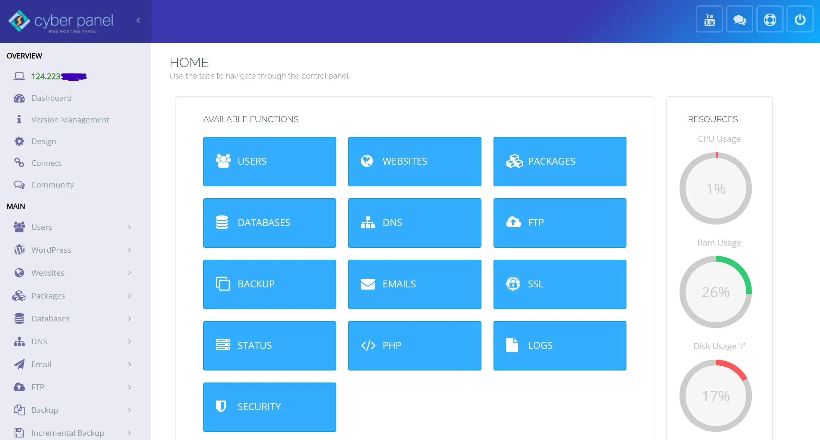 CyberPanel Dashboard