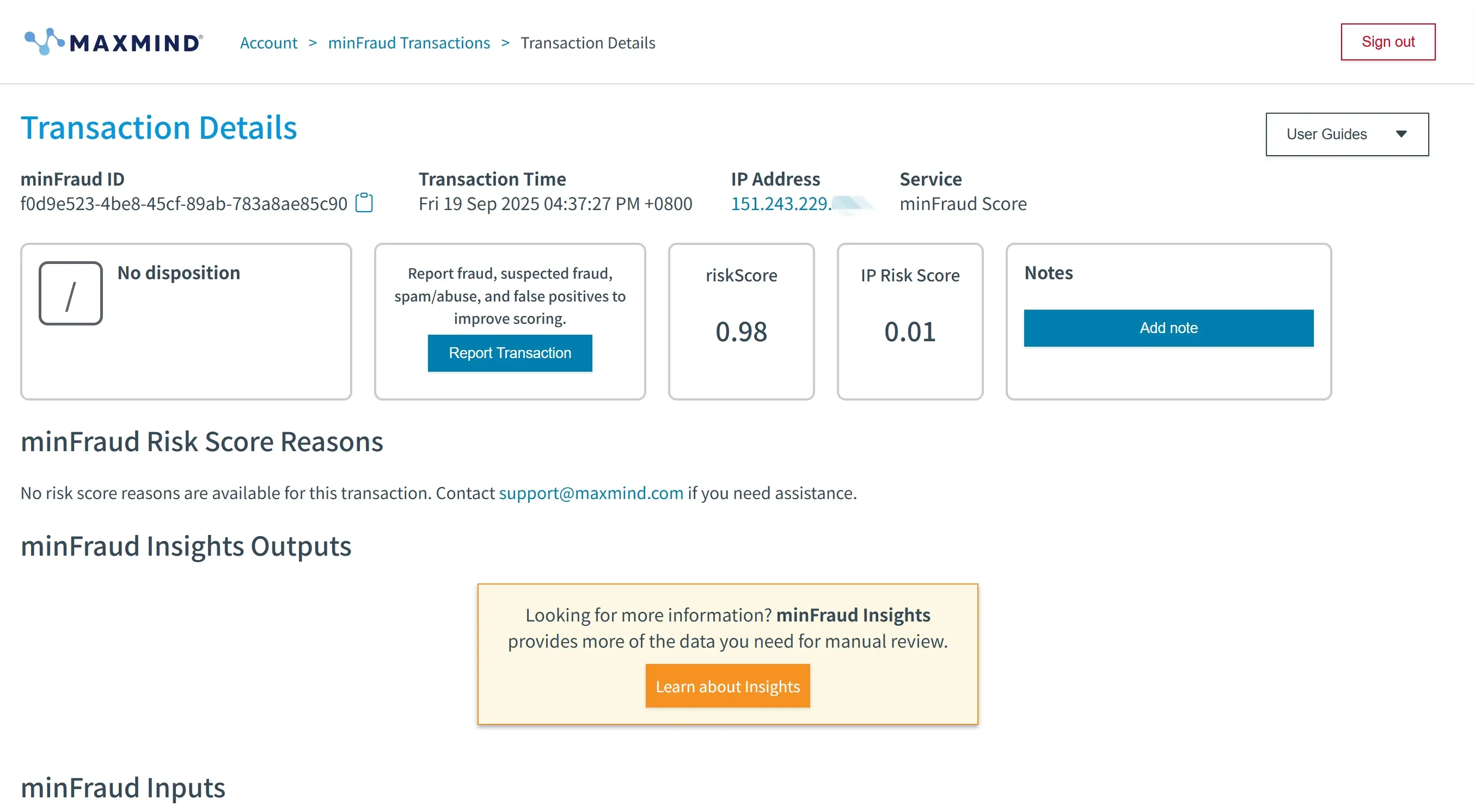 MaxMind Fraud Score