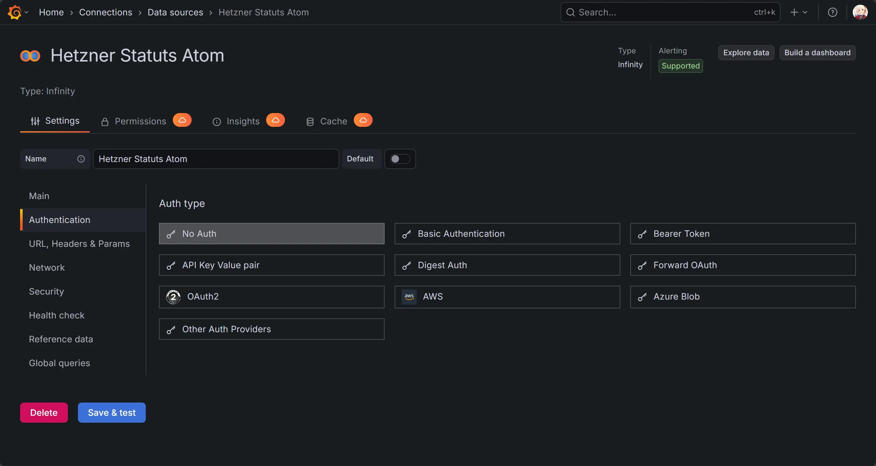设置 Infinity Datasource 设置 Infinity Datasource
